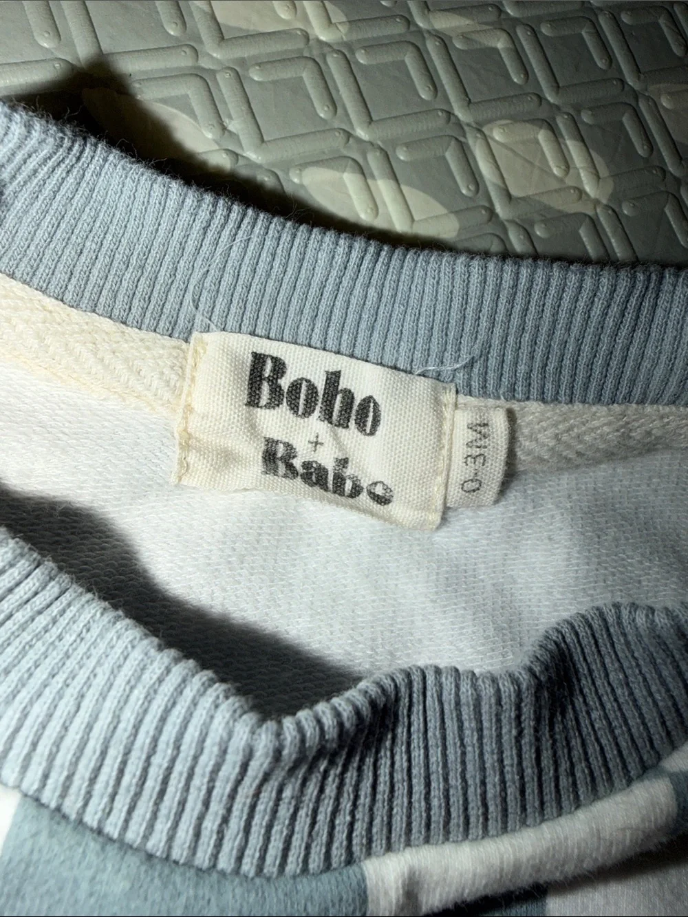 Boho and Baby Slate Blue & White Baby One-Piece Sweater Checker Bodysuit